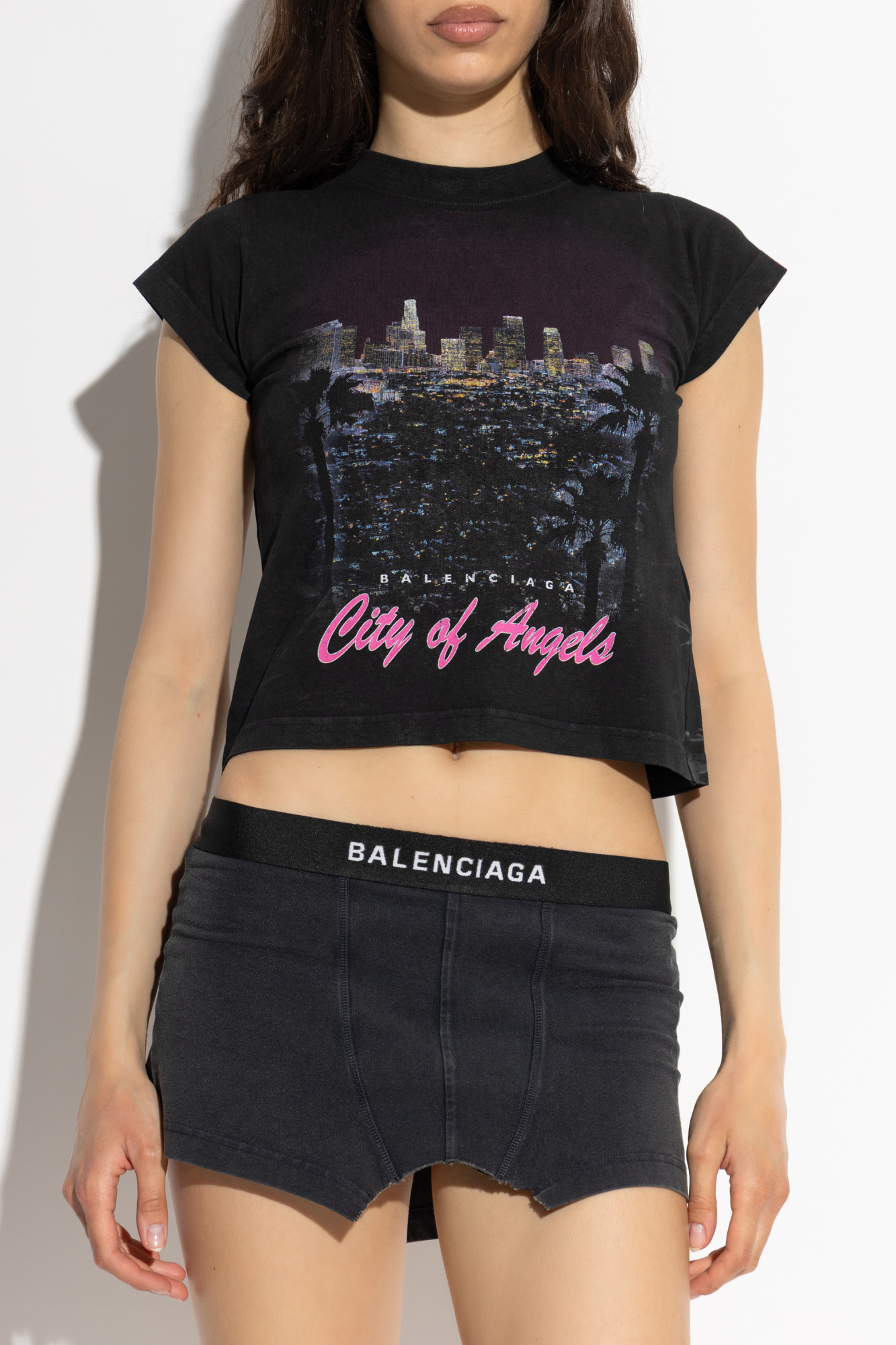 BALENCIAGA CITY OF ANGELS Tシャツ ロゴ フレンチ クロップド BALENCIAGA CITY OF ANGELS Tシャツ ロゴ フレンチ クロップド